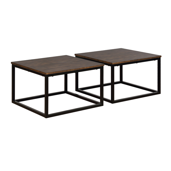 Alaterre Furniture Arcadia Acacia Wood Set of 2 Rectangle Coffee Tables, Antiqued Mocha ANAR1175B
